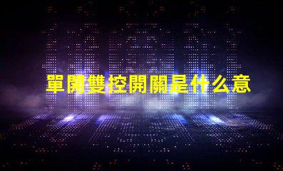 單開雙控開關是什么意思單開雙控開關的功能與應用解析
